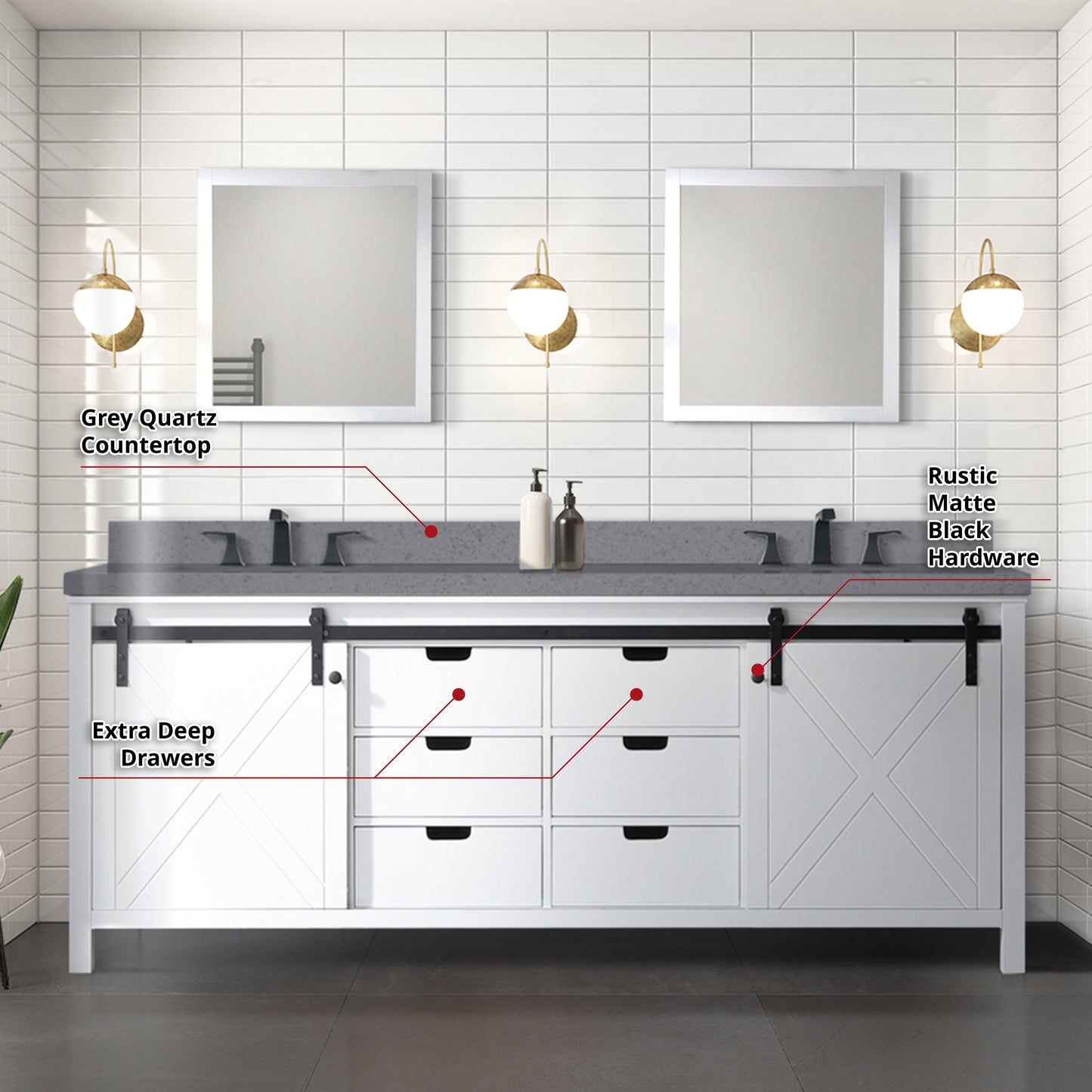 Marsyas 84 in W x 22 in D White Double Bath Vanity