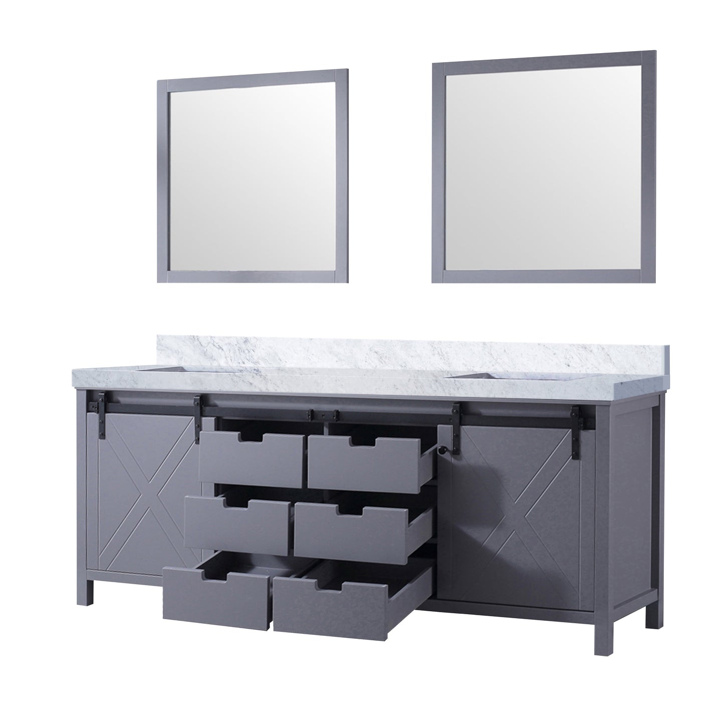 Marsyas 84 in W x 22 in D Dark Grey Double Bath Vanity