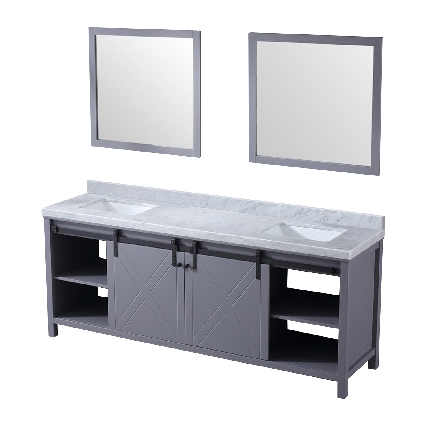 Marsyas 84 in W x 22 in D Dark Grey Double Bath Vanity