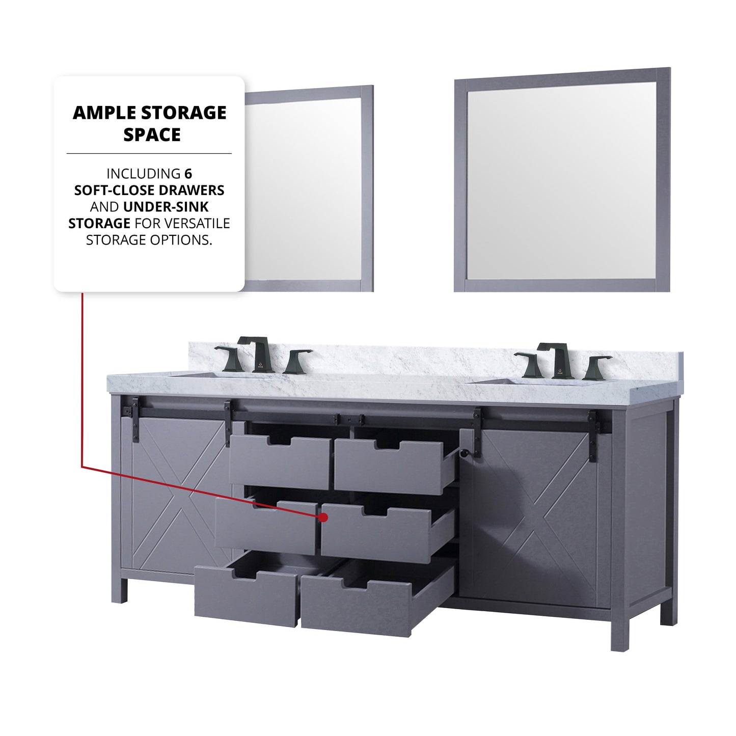 Marsyas 84 in W x 22 in D Dark Grey Double Bath Vanity