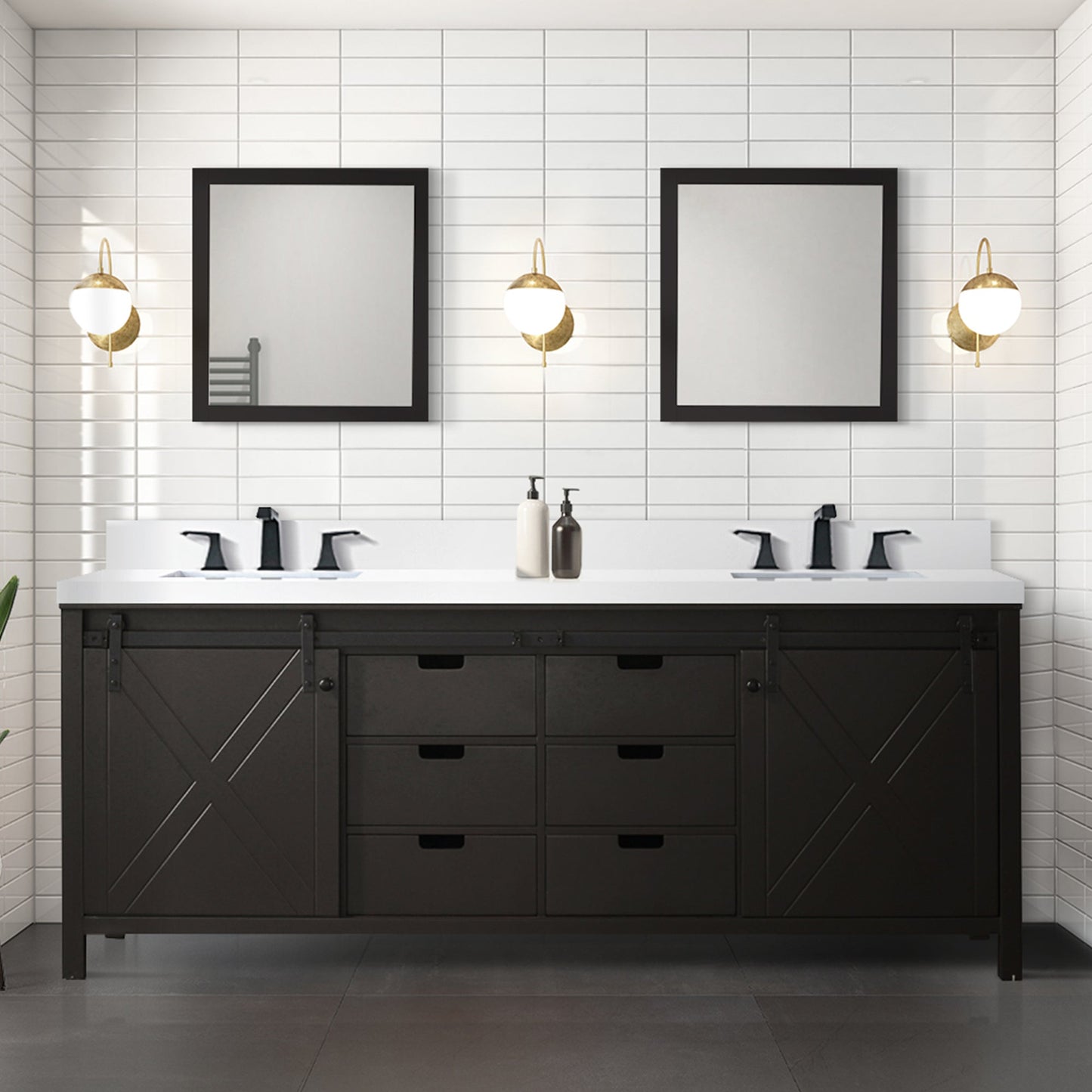 Marsyas 84 in W x 22 in D Brown Double Bath Vanity