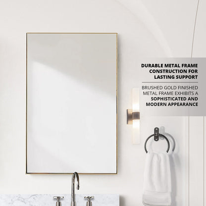 Abbey 28 in W x 36 in H Brushed Gold Mirror