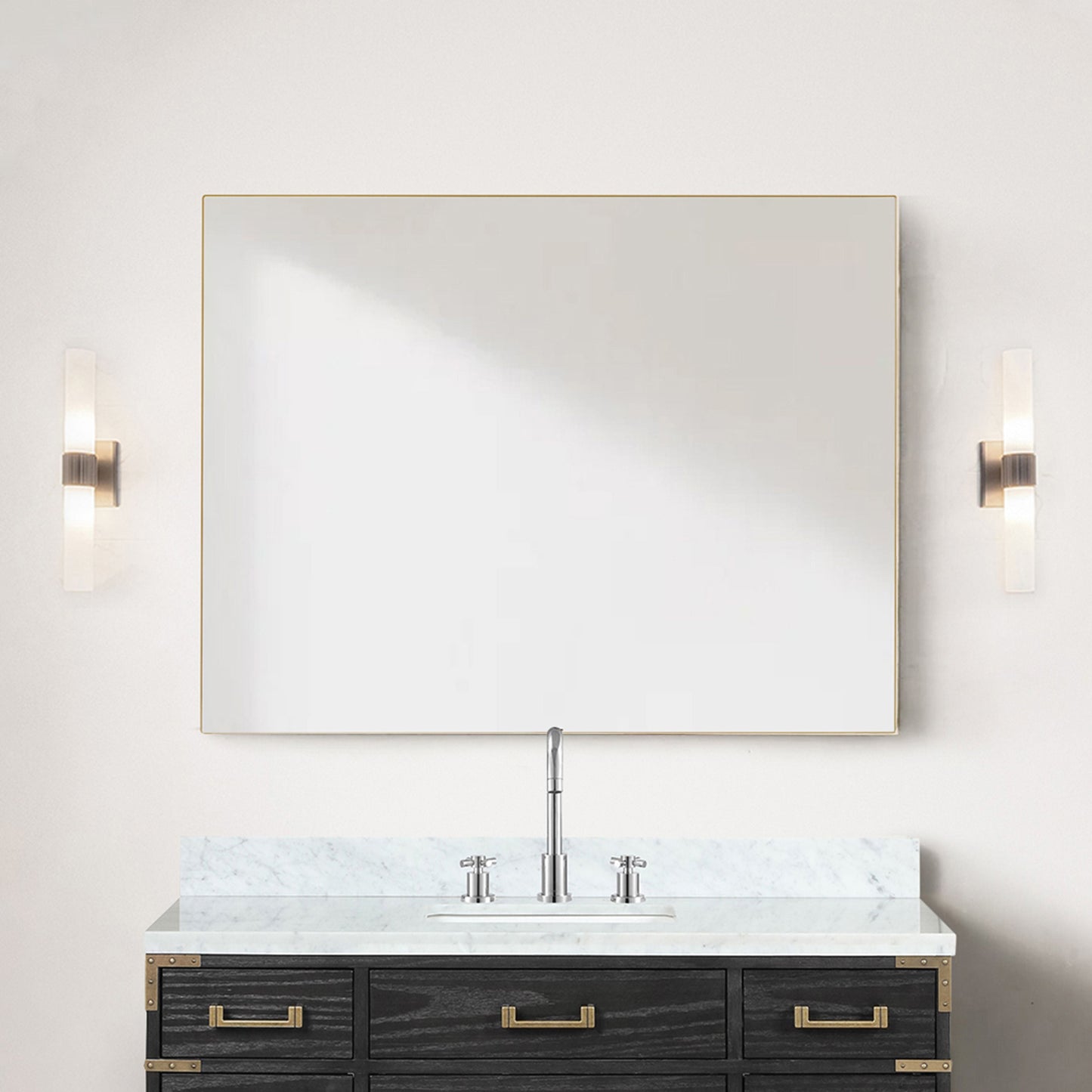 Abbey 46 in W x 36 in H Brushed Gold Mirror