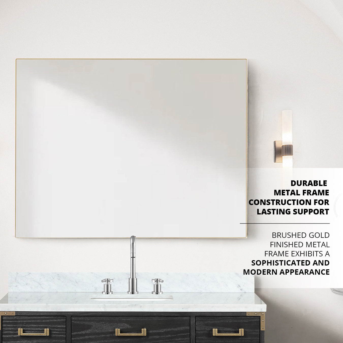 Abbey 46 in W x 36 in H Brushed Gold Mirror