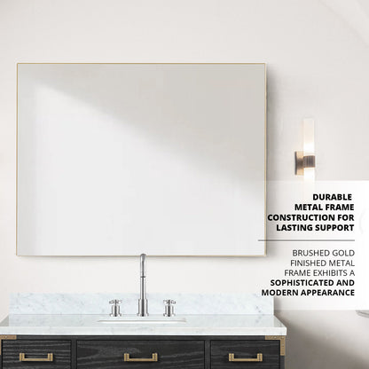 Abbey 46 in W x 36 in H Brushed Gold Mirror