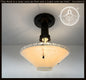 1930’s Peach Frosted Art Deco Suspended Chandelier Ceiling Light