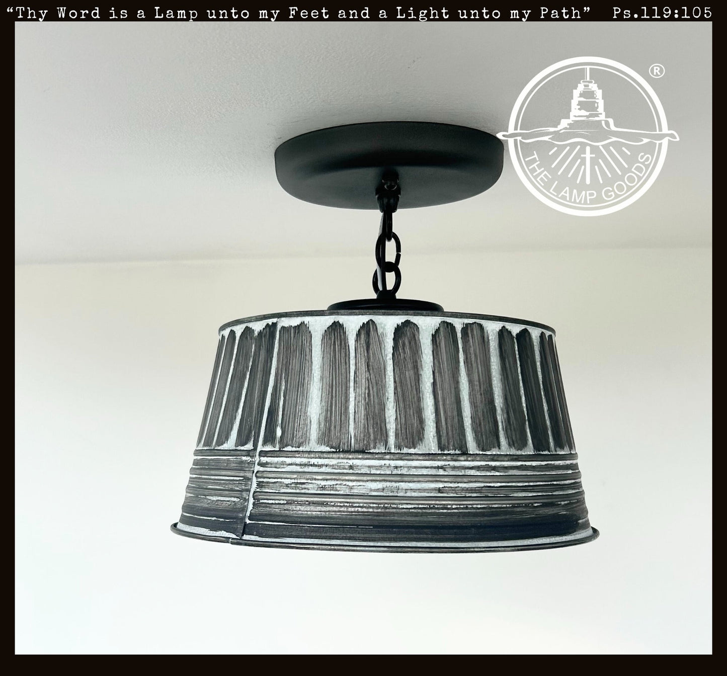 Black Ribbed Galvanized Ceiling Light