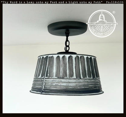 Black Ribbed Galvanized Ceiling Light