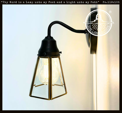 Clear Glass and Brass Wall Sconce or Pendant Light