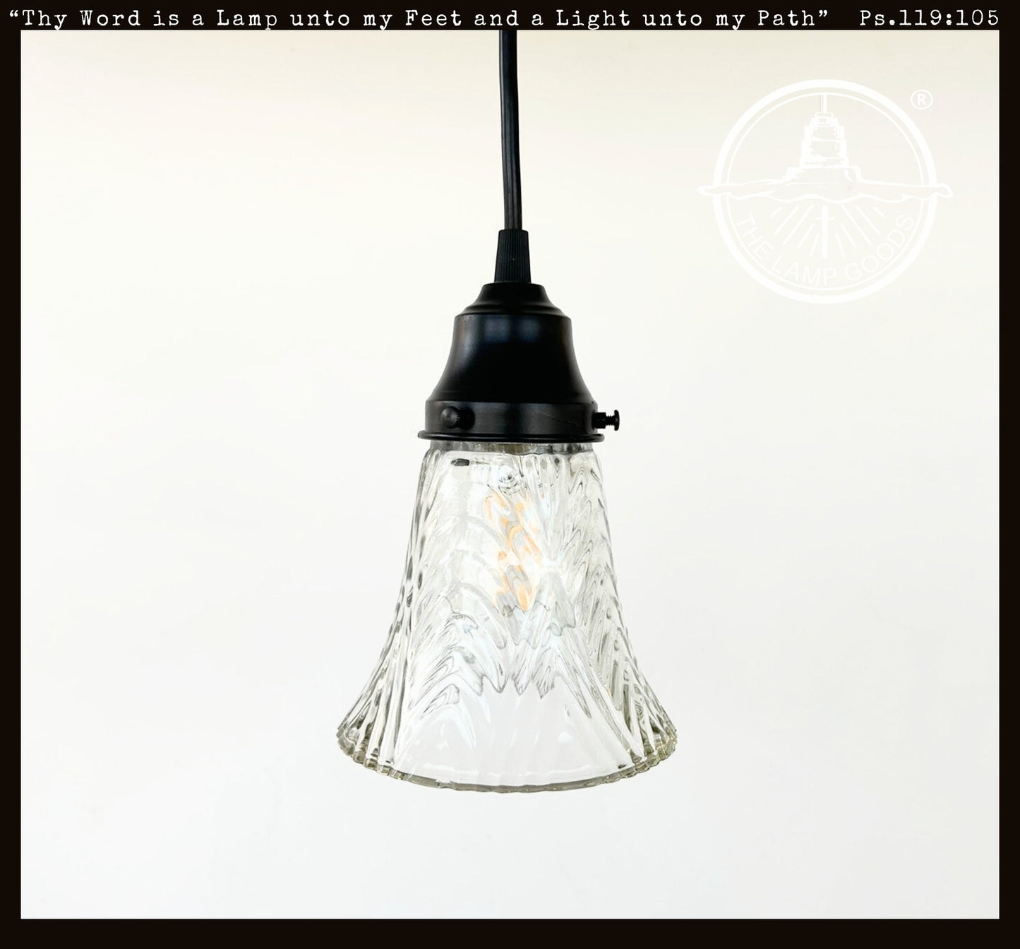 Clear Chevron Ribbed Vintage Pendant