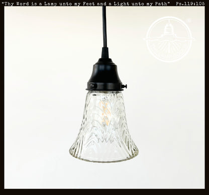 Clear Chevron Ribbed Vintage Pendant