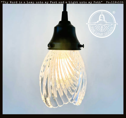 Clear Swirl Ribbed Heavy Vintage Pendant