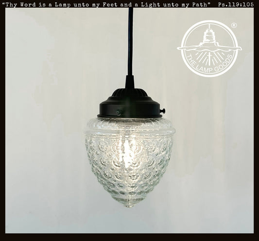 Vintage Clear Beehive Hobnail Glass Pendant