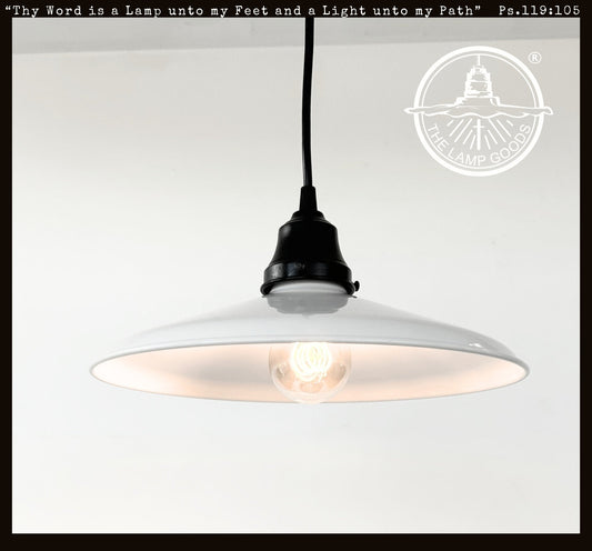 White Enamel Barn Pendant Light – Farmhouse Industrial Ceiling Fixture