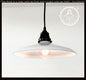 White pendant light with black fixture on a white background, featuring the 'The Lamp Goods' logo.
