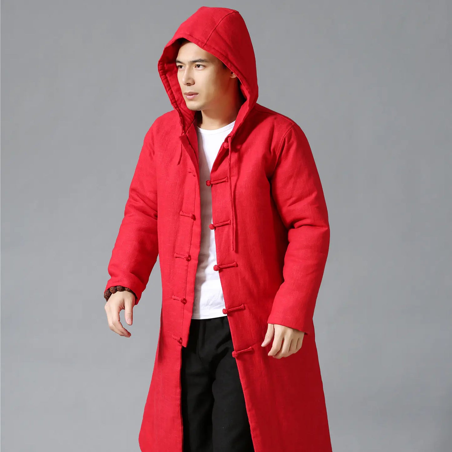 Ethnic Style Cotton Linen Hooded Thick Jacket