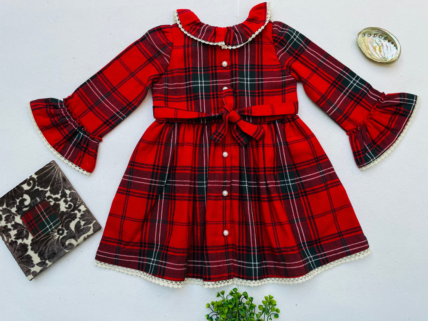 Red Plaid Girl's Christmas Dress