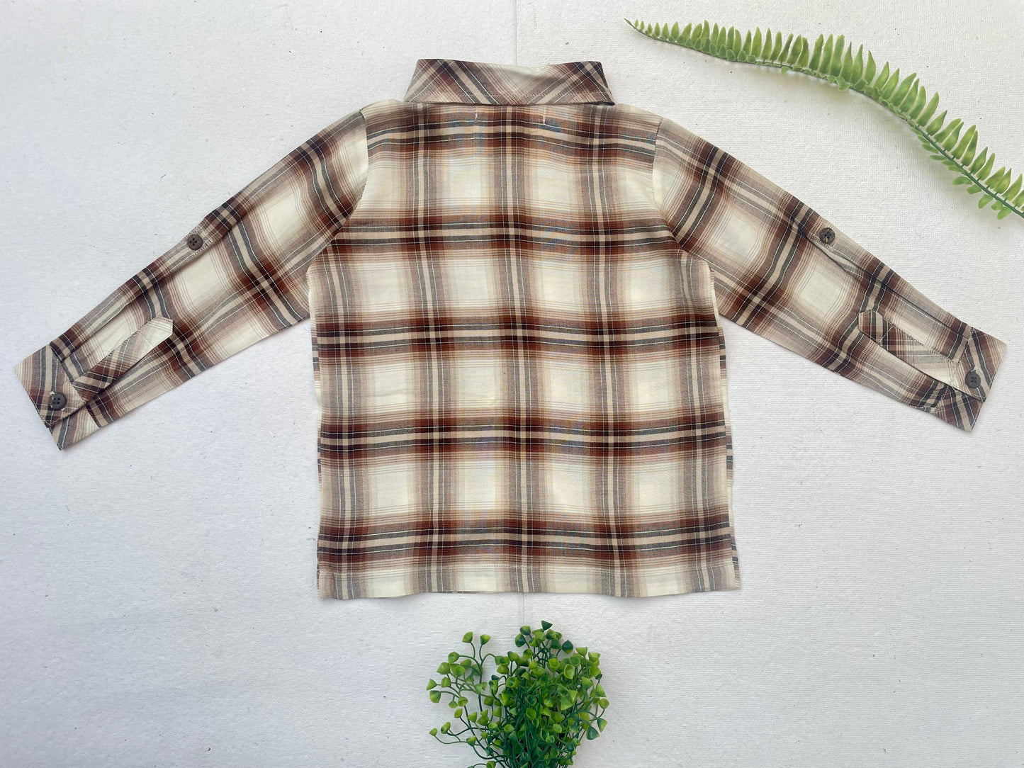 Brown Plaid Boy's Shirt