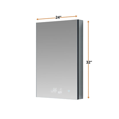 Savera 24 in. W x 32 in. H Recessed or Surface-Mount LED Mirror Medicine Cabinet with Defogger