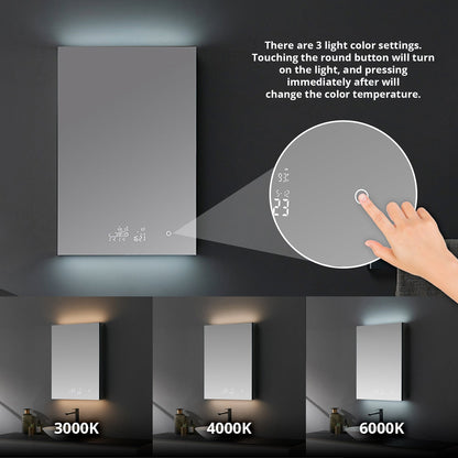Savera 24 in. W x 36 in. H Recessed or Surface-Mount LED Mirror Medicine Cabinet with Defogger