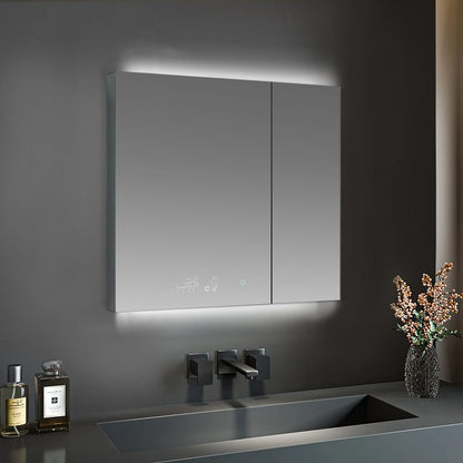 Savera 36 in. W x 32 in. H Recessed or Surface-Mount LED Mirror Medicine Cabinet with Defogger