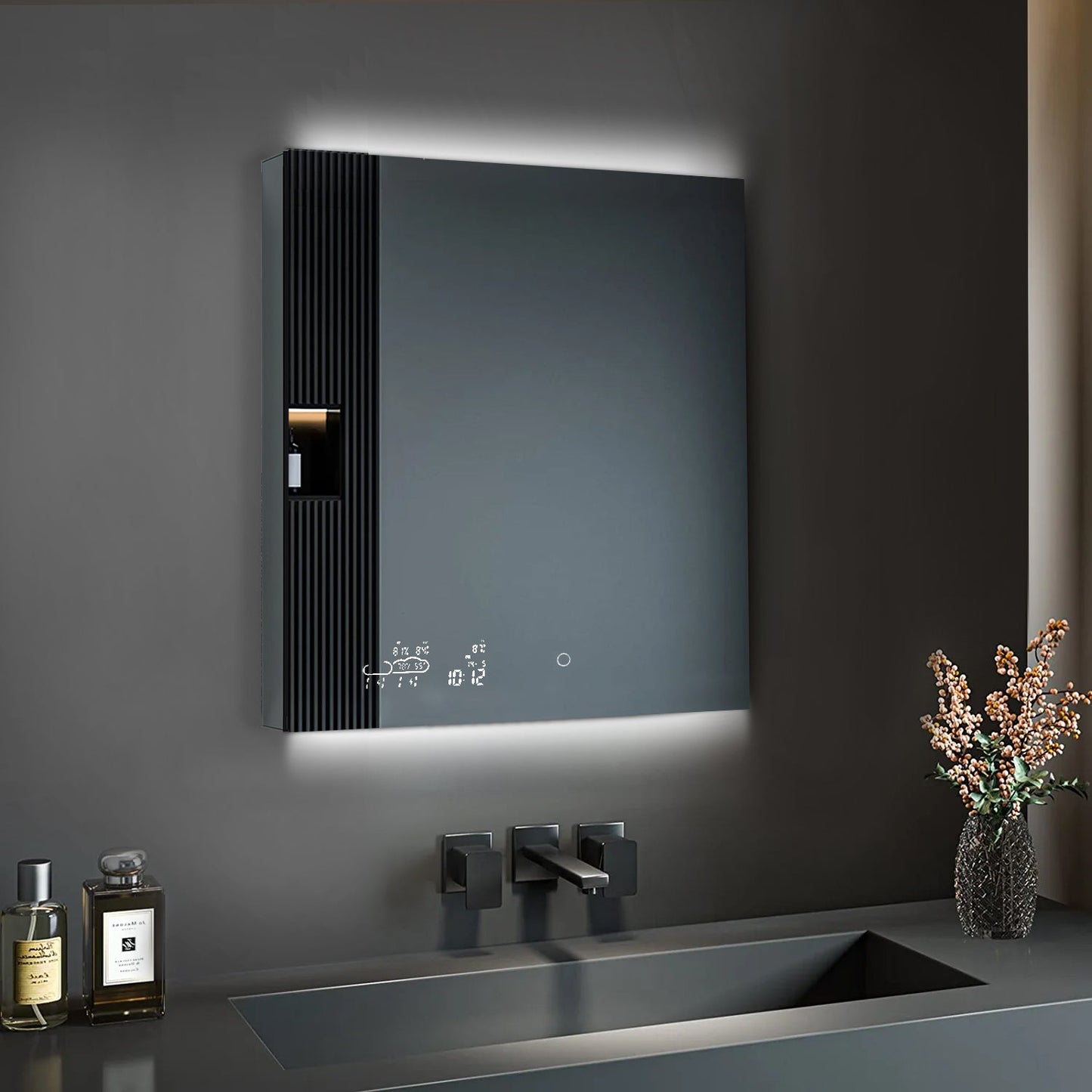 Savera 36 in. W x 32 in. H Recessed or Surface-Mount LED Mirror Medicine Cabinet with Defogger