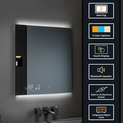 Savera 36 in. W x 32 in. H Recessed or Surface-Mount LED Mirror Medicine Cabinet with Defogger