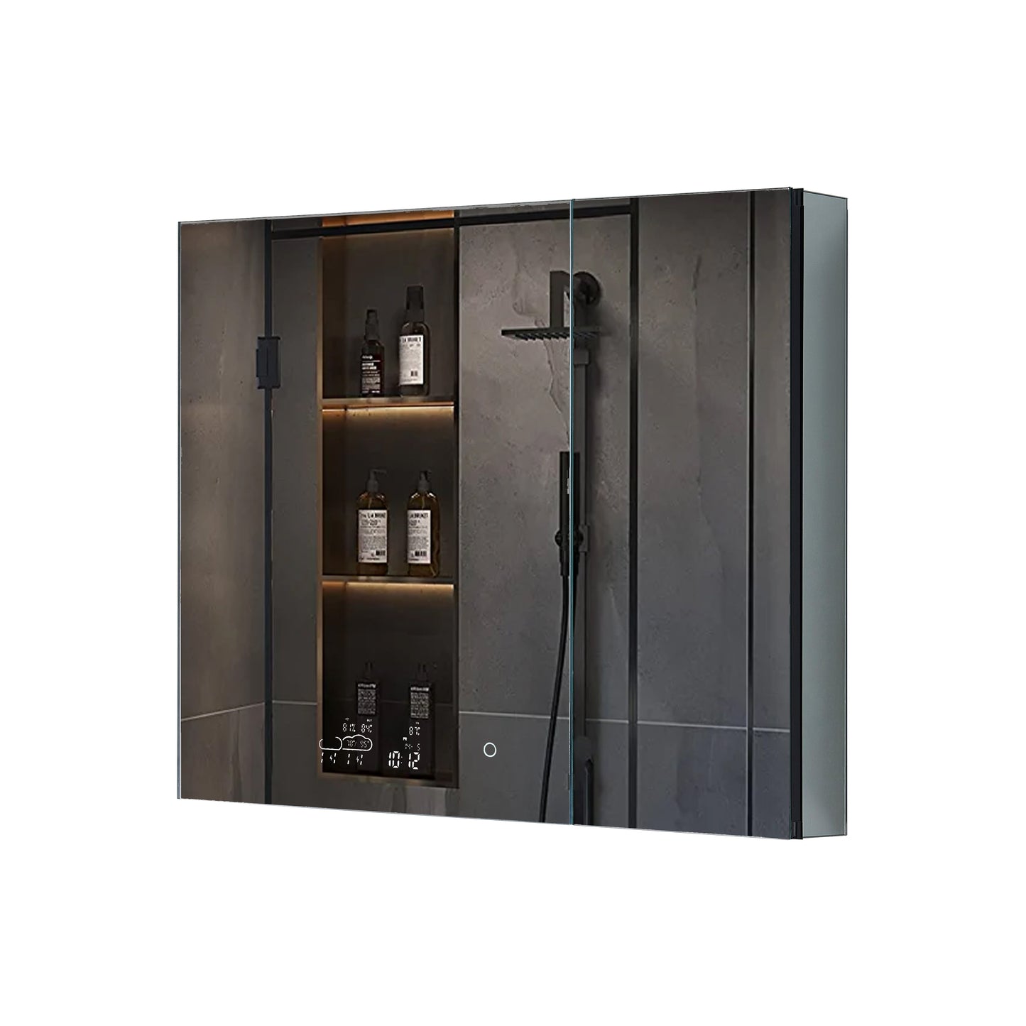 Savera 36 in. W x 32 in. H Recessed or Surface-Mount LED Mirror Medicine Cabinet with Defogger