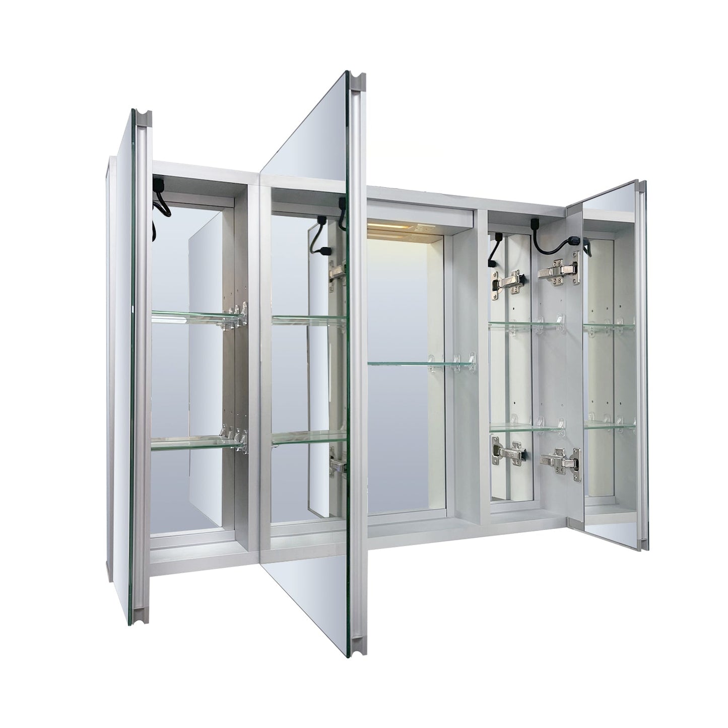 Savera 48 in. W x 32 in. H Recessed or Surface-Mount LED Mirror Medicine Cabinet with Defogger