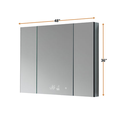 Savera 48 in. W x 36 in. H Recessed or Surface-Mount LED Mirror Medicine Cabinet with Defogger