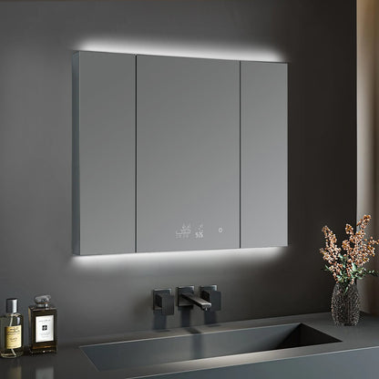 Savera 48 in. W x 36 in. H Recessed or Surface-Mount LED Mirror Medicine Cabinet with Defogger
