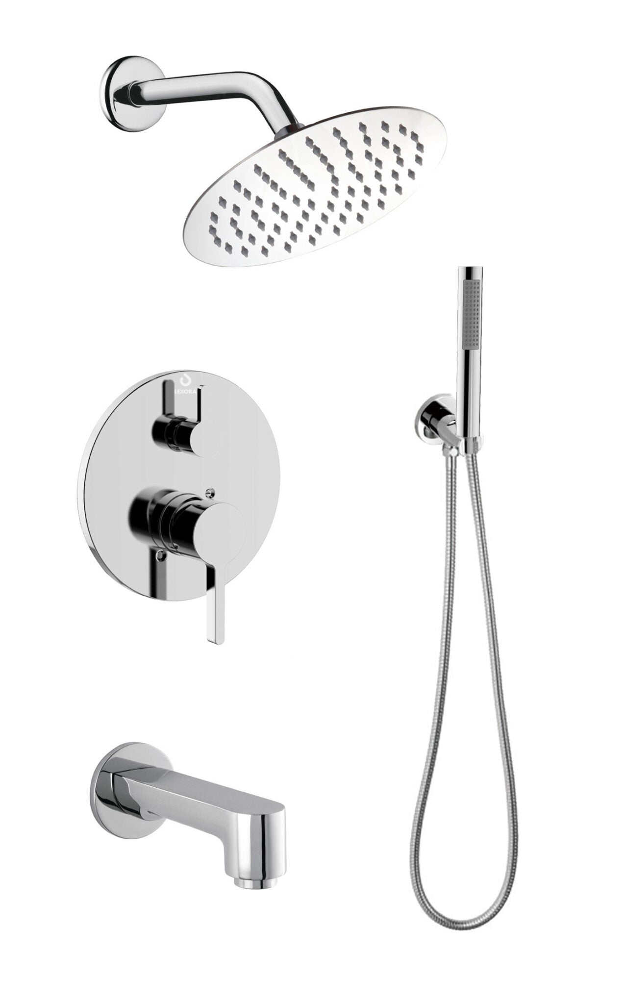 Salamonio 1-Spray Tub and Shower Faucet Combo with Round Showerhead and Handheld Shower Wand