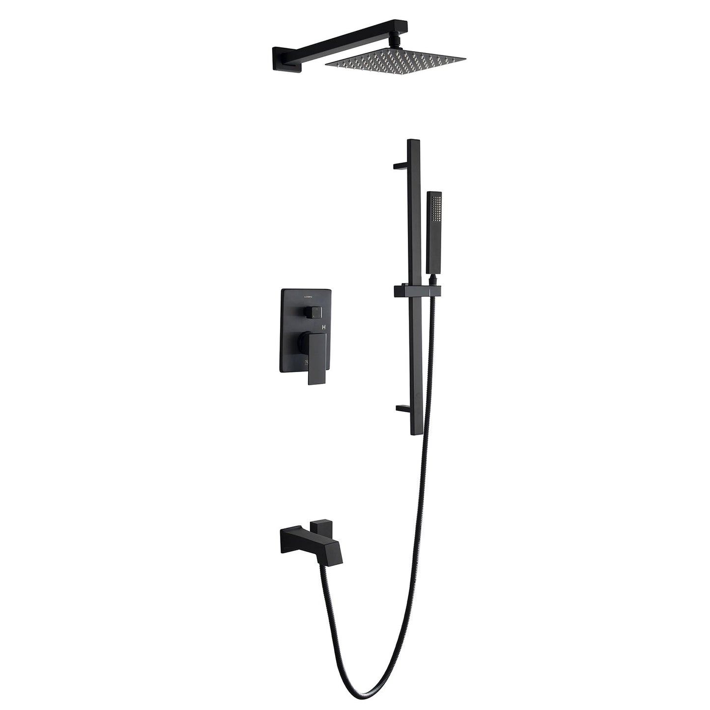 Cero 1-Spray Tub and Shower Faucet Combo with Square Showerhead and Handheld Shower Wand
