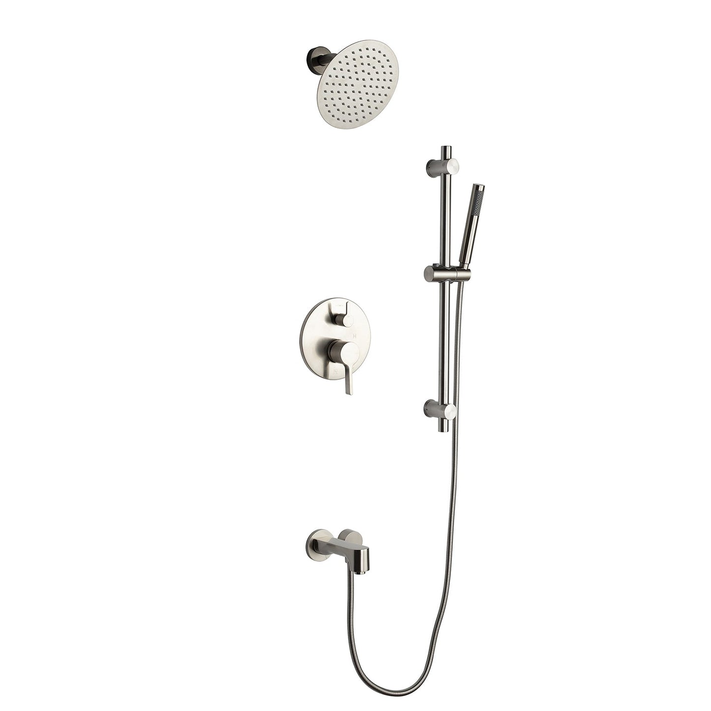 Luviah 1-Spray Tub and Shower Faucet Combo with Round Showerhead and Handheld Shower Wand
