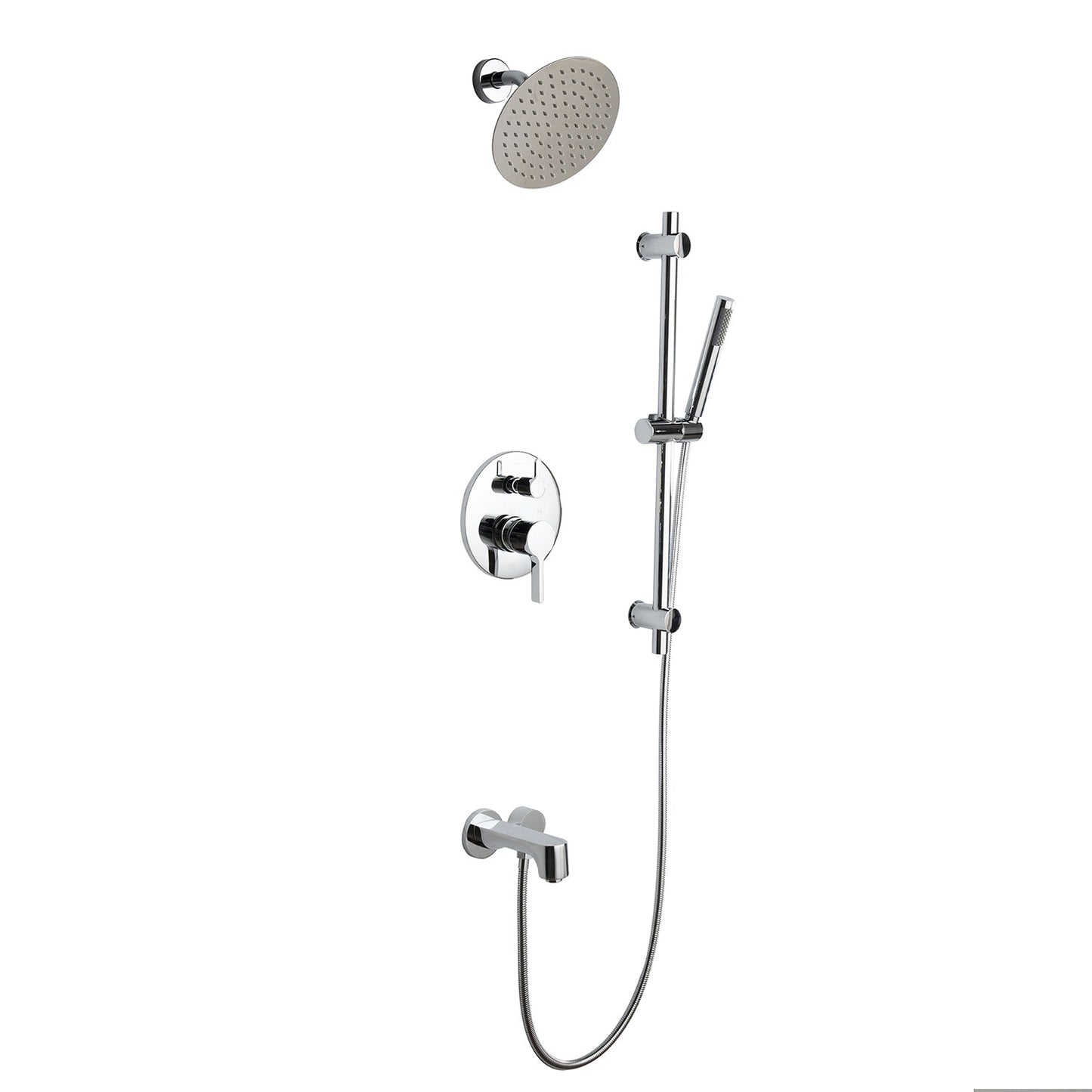 Luviah 1-Spray Tub and Shower Faucet Combo with Round Showerhead and Handheld Shower Wand