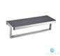 Bagno Bianca Stainless Steel Black Glass Shelf with Towel Bar