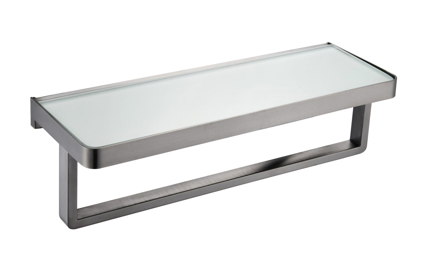 Bagno Bianca Stainless Steel White Glass Shelf with Towel Bar