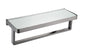 Bagno Bianca Stainless Steel White Glass Shelf with Towel Bar