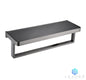 Bagno Bianca Stainless Steel Black Glass Shelf with Towel Bar
