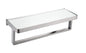 Bagno Bianca Stainless Steel White Glass Shelf with Towel Bar