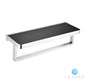 Bagno Bianca Stainless Steel Black Glass Shelf with Towel Bar