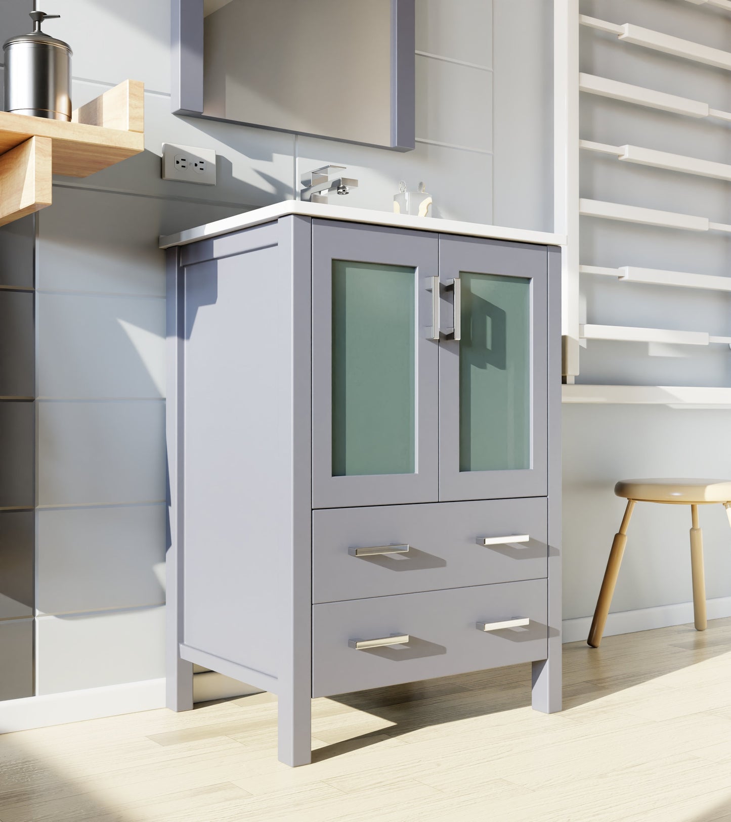 Volez 24 in W x 18.25 in D Dark Grey Bath Vanity