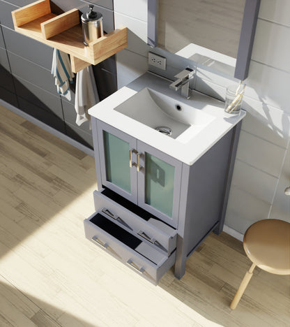 Volez 24 in W x 18.25 in D Dark Grey Bath Vanity