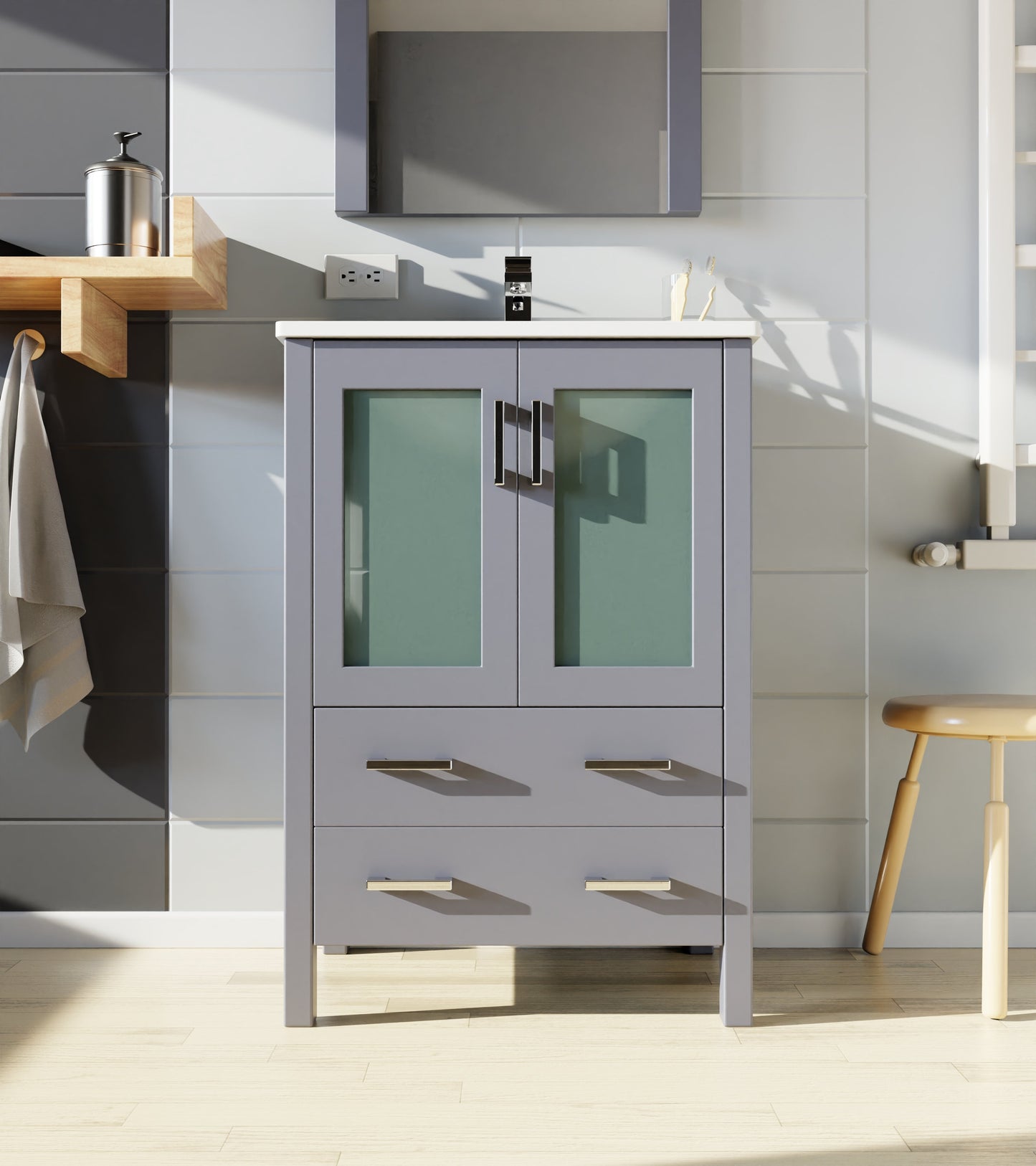 Volez 24 in W x 18.25 in D Dark Grey Bath Vanity