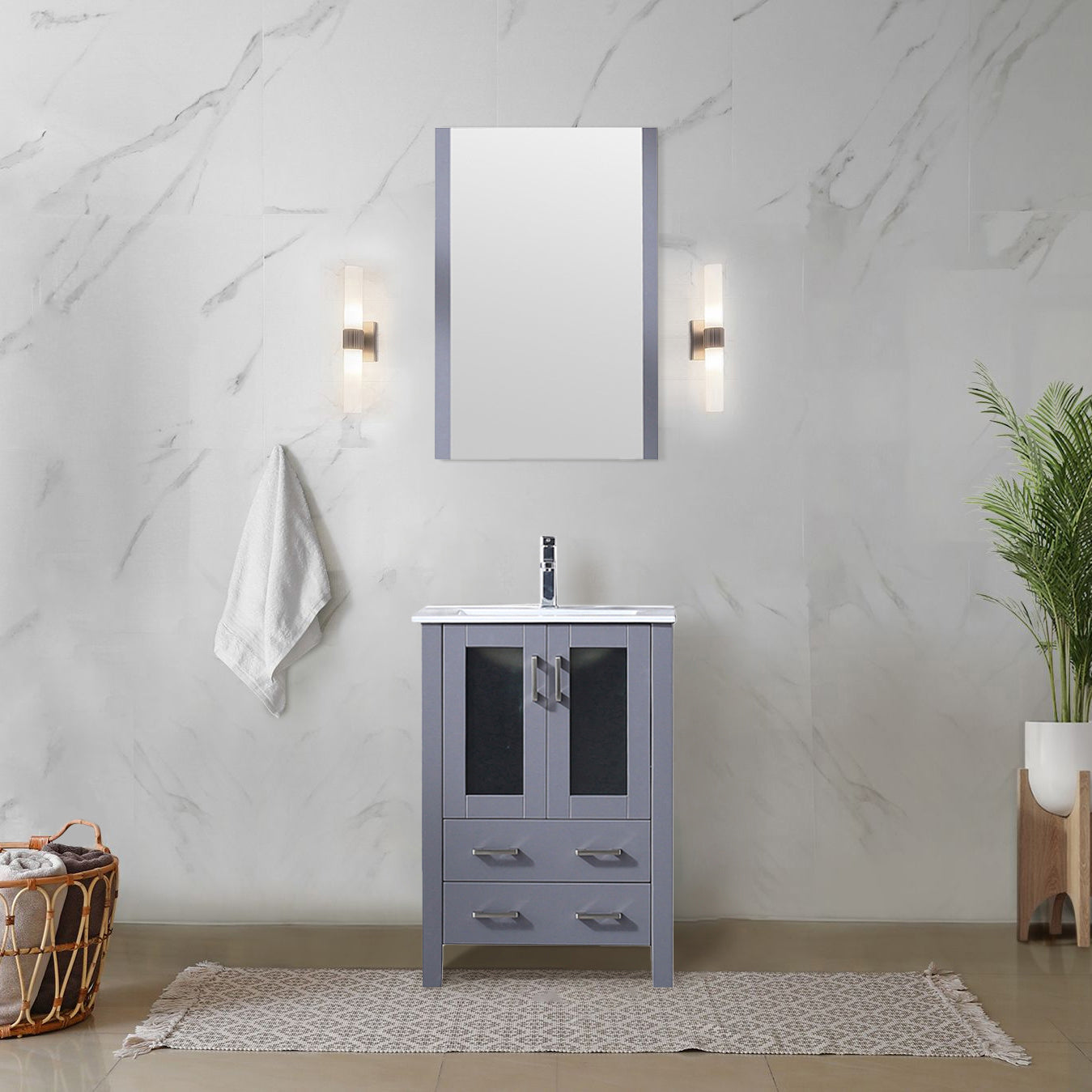 Volez 24 in W x 18.25 in D Dark Grey Bath Vanity