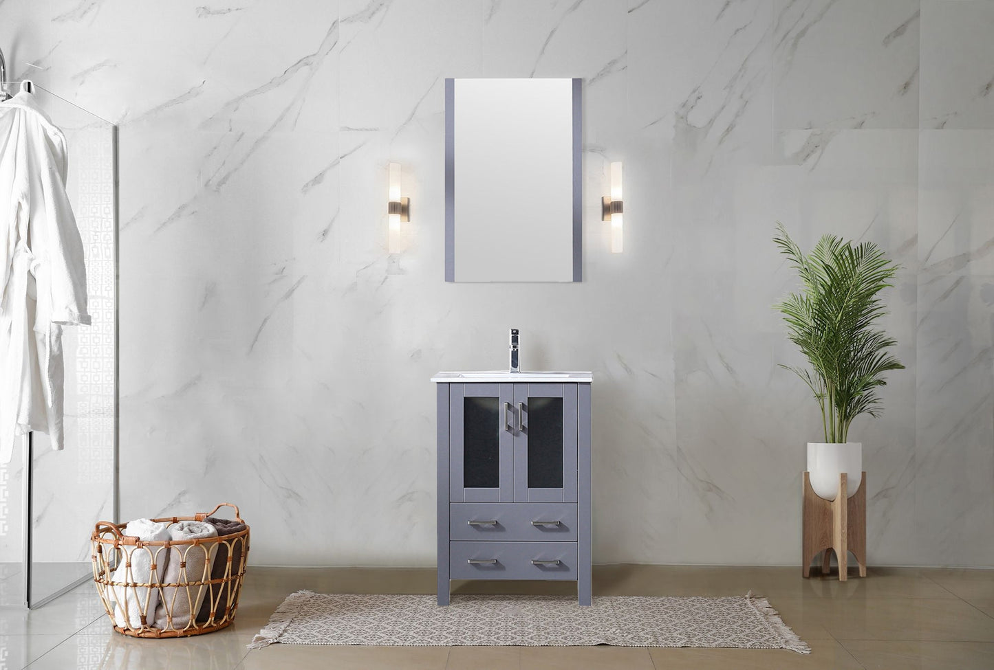 Volez 24 in W x 18.25 in D Dark Grey Bath Vanity