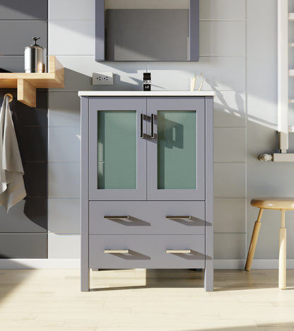 Volez 24 in W x 18.25 in D Dark Grey Bath Vanity