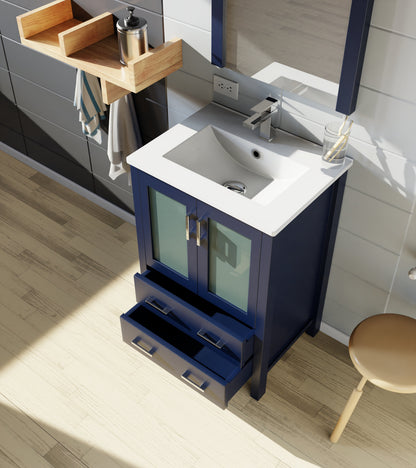 Volez 24 in W x 18.25 in D Navy Blue Bath Vanity