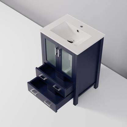 Volez 24 in W x 18.25 in D Navy Blue Bath Vanity