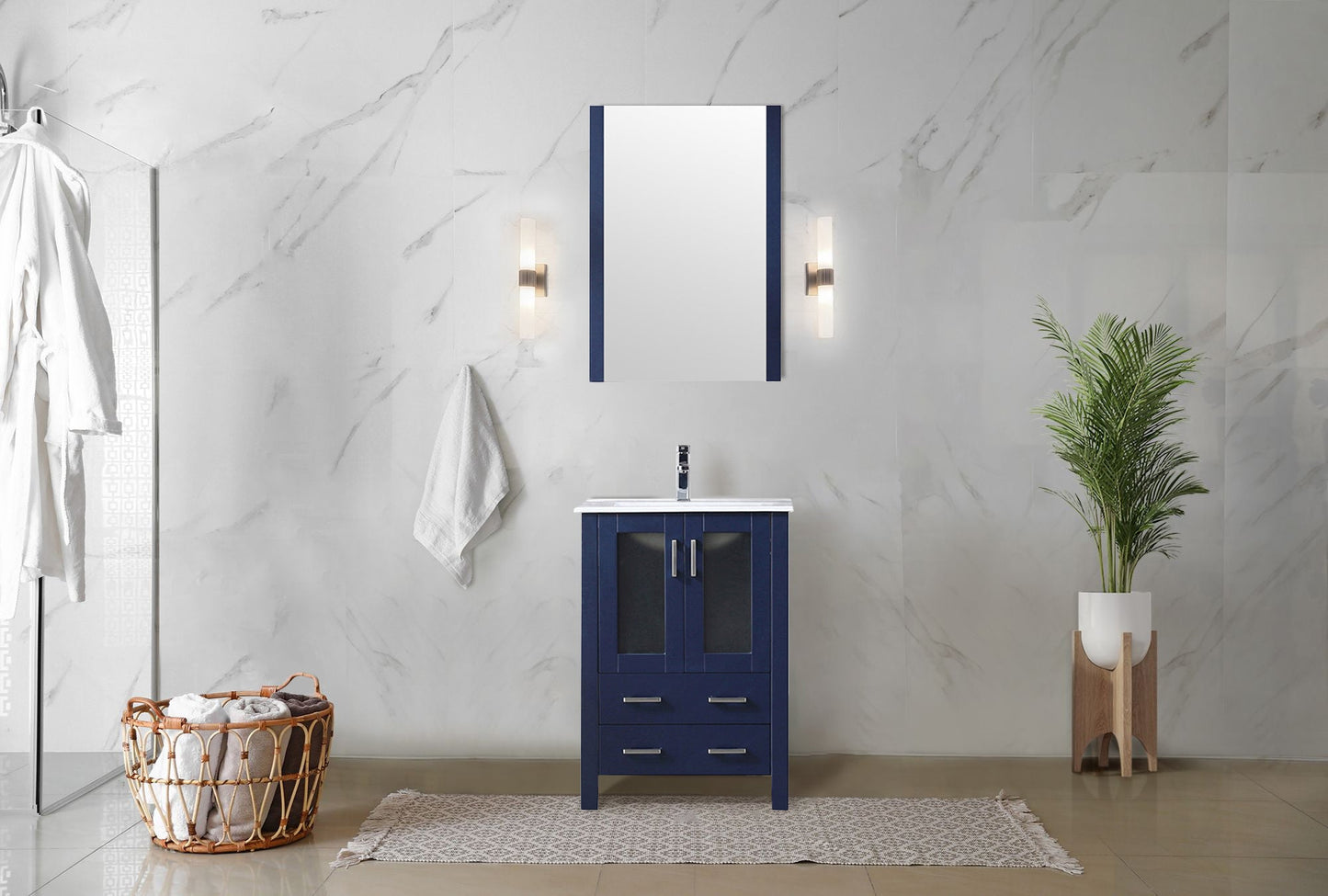 Volez 24 in W x 18.25 in D Navy Blue Bath Vanity